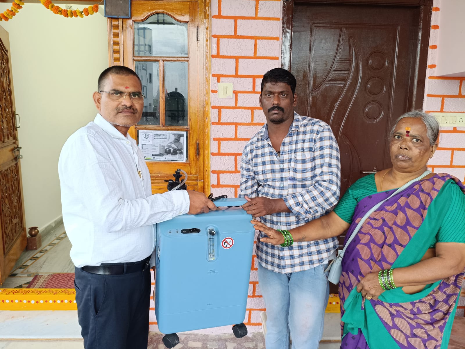On Today 25th August 2026, Allotment of Oxygen Concentrator 5LPM to Patient Attendant Sri.Bachu Mahesh Kumar Patient Name: Sri. Bachu Krishna Murthy Age. 67/Male